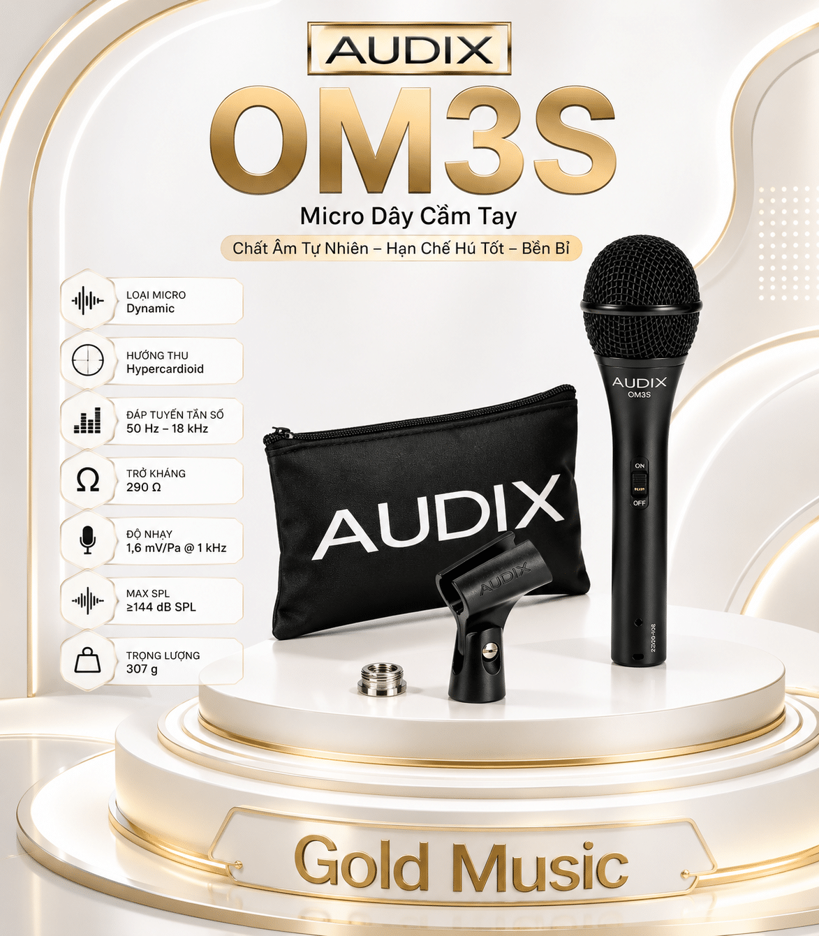 AUDIX OM3S Micro dây cầm tay audix om3s micro day cam tay