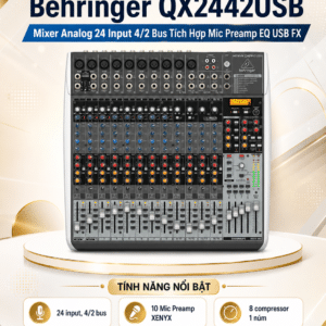 behringer qx2442usb mixer analog 24 input 4 2 bus tich hop mic preamp eq usb fx 3