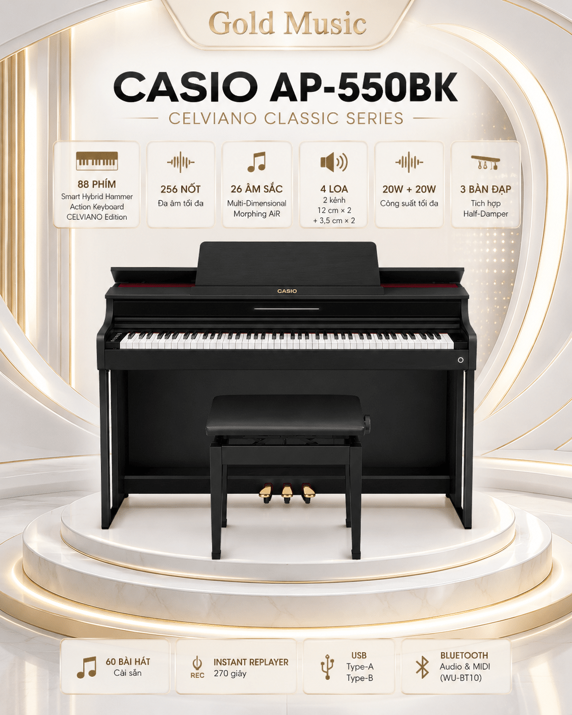 CASIO AP-550BK ĐÀN PIANO ĐIỆN CELVIANO CLASSIC SERIES casio ap 550bk piano dien celviano classic