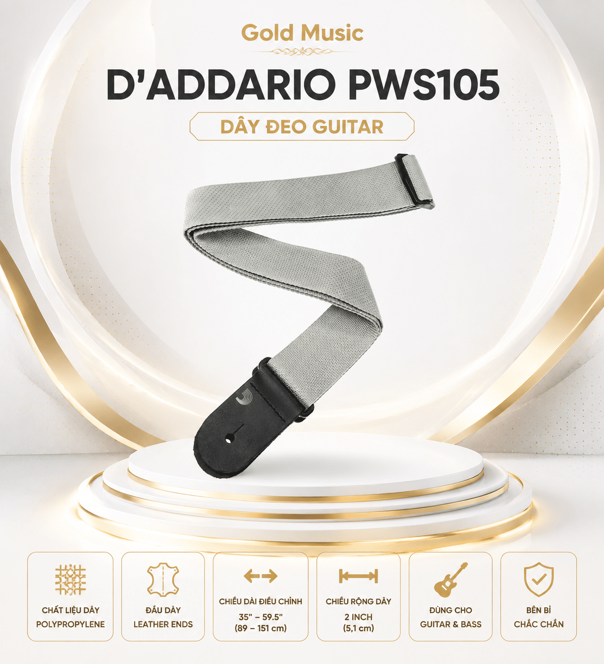 D'ADDARIO PWS105 DÂY ĐEO GUITAR daddario pws105 day deo guitar