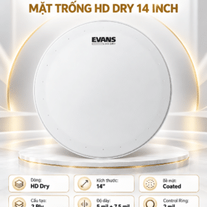 daddrio evans mat trong dry drum head 14 b14hdd