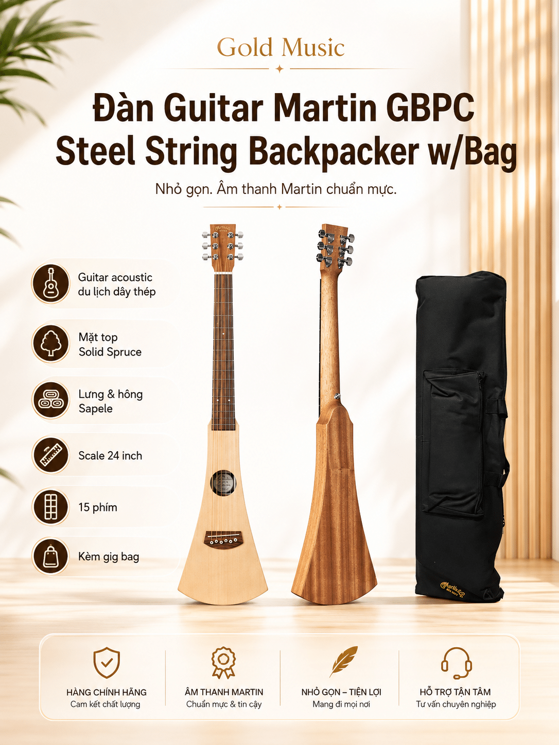 Đàn Guitar Martin GBPC Steel String Backpacker w/Bag dan guitar martin gbpc steel string backpacker