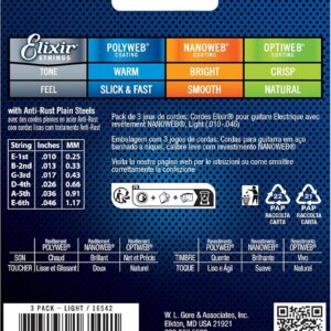 ELIXIR 16542 DÂY ĐÀN ĐIỆN PACK 3 NANOWEB 10-46 elixir 3313216542 day dan dien pack 3 nanoweb 10 46 2