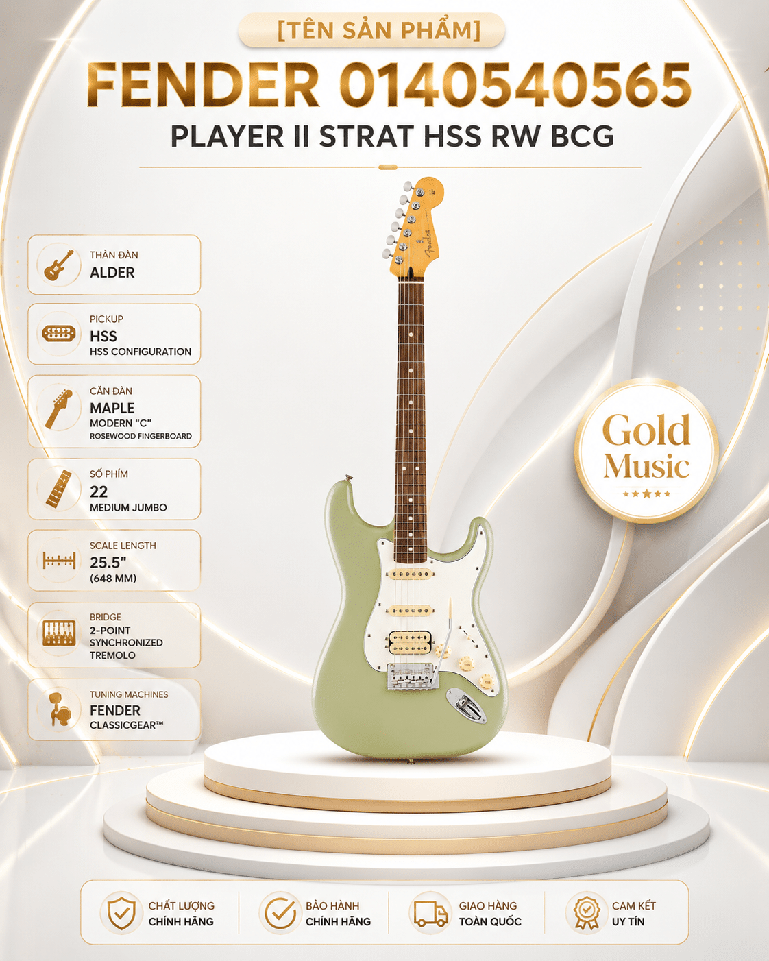 FENDER 0140540565 ĐÀN GUITAR ĐIỆN PLAYER II STRAT HSS RW BCG fender 0140540565 guitar dien player ii strat