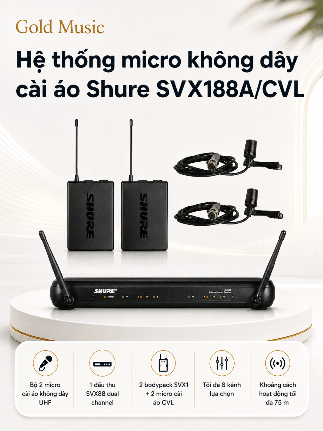 Hệ thống micro Shure SVX188A/CVL không dây cài áo he thong micro shure svx188a cvl