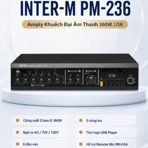 INTER-M PM-236 amply Khuếch Đại Âm Thanh 360W, USB