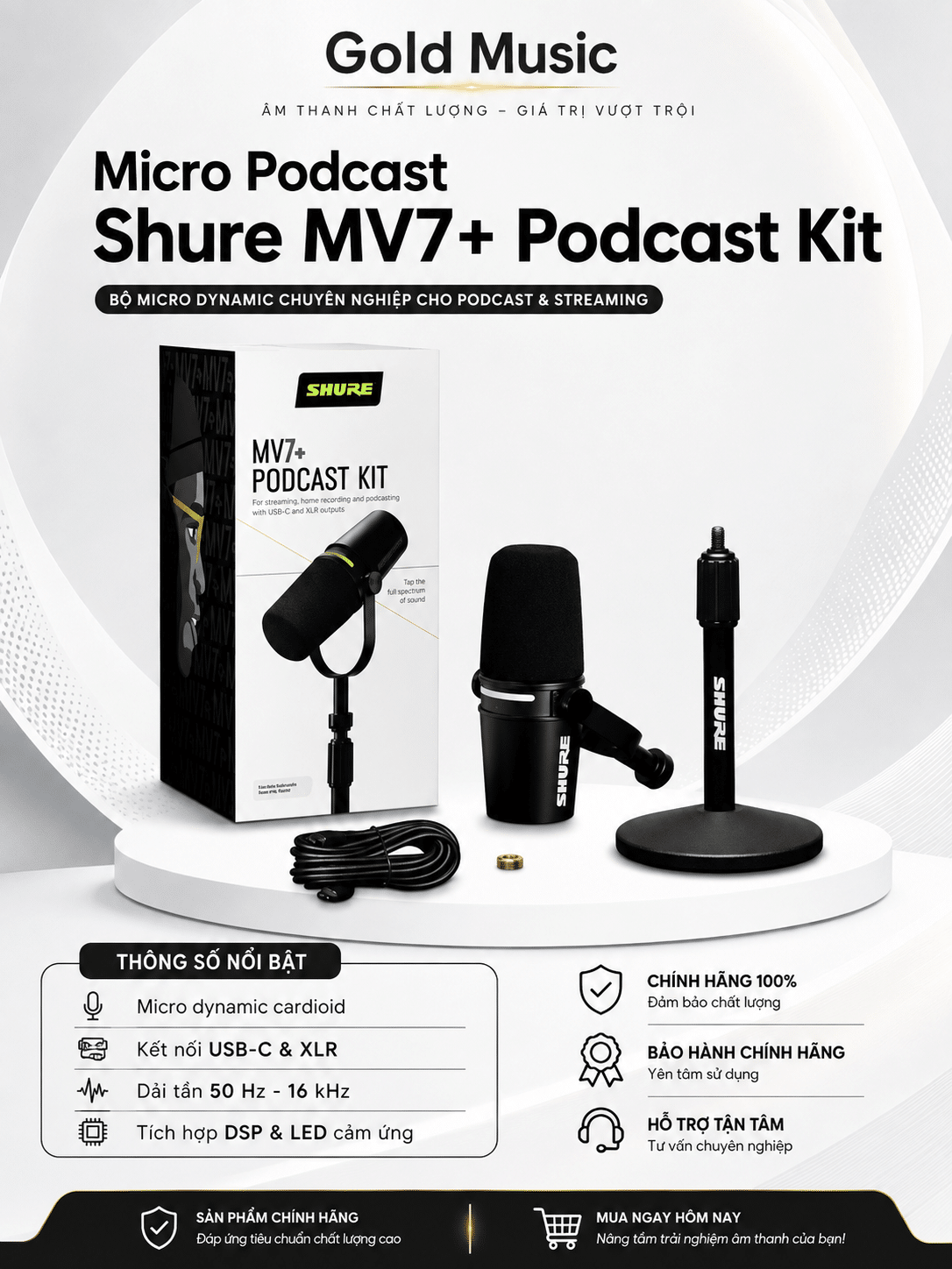 Micro Podcast Shure MV7+-K micro podcast shure mv7 plus k