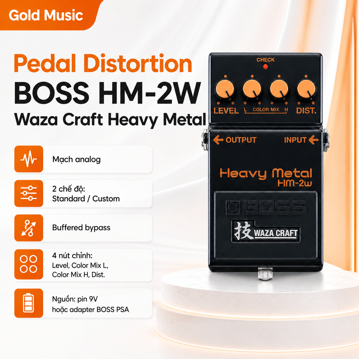 Pedal Distortion BOSS HM-2W Waza Craft Heavy Metal pedal distortion boss hm 2w waza craft heavy metal