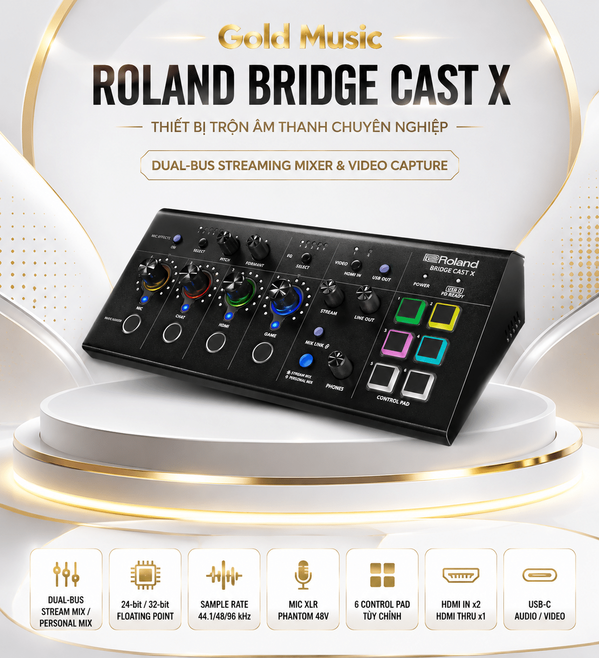 ROLAND BRIDGE CAST X THIẾT BỊ TRỘN ÂM THANH roland bridge cast x thiet bi tron
