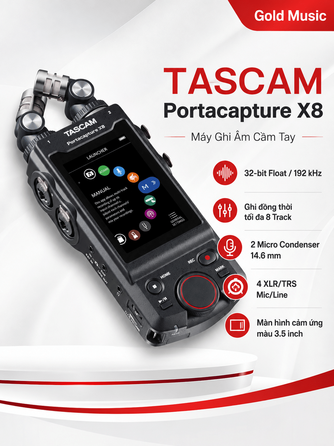 TASCAM Portacapture X8 Máy Ghi Âm Cầm Tay tascam portacapture x8 may ghi cam tay