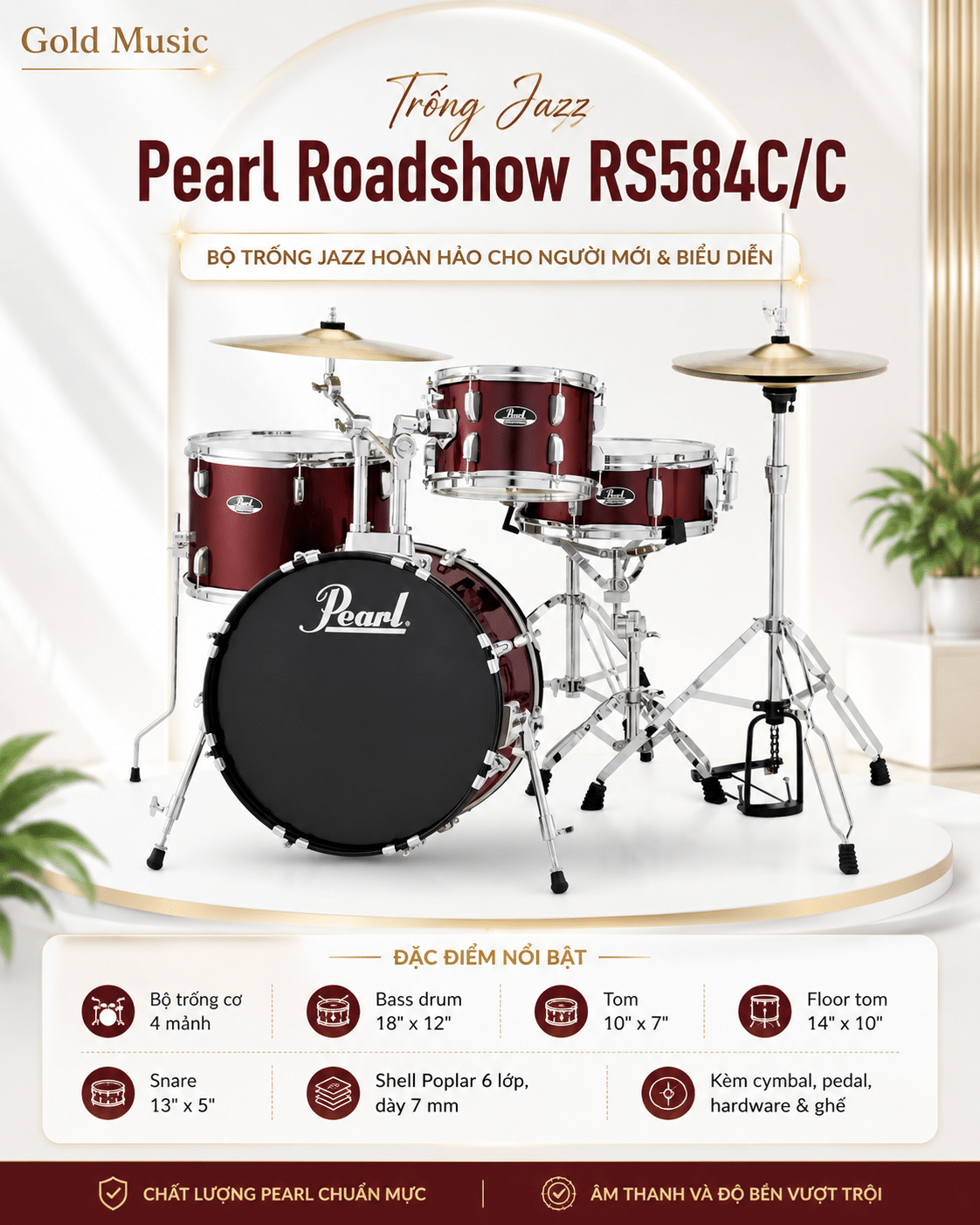 Trống Jazz Pearl Roadshow RS584C Jazz Drums trong jazz pearl roadshow rs584c