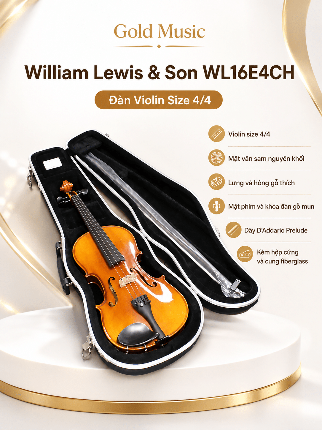 William Lewis & Son WL16E4CH đàn Violin size 4/4 william lewis son wl16e4ch dan violin size