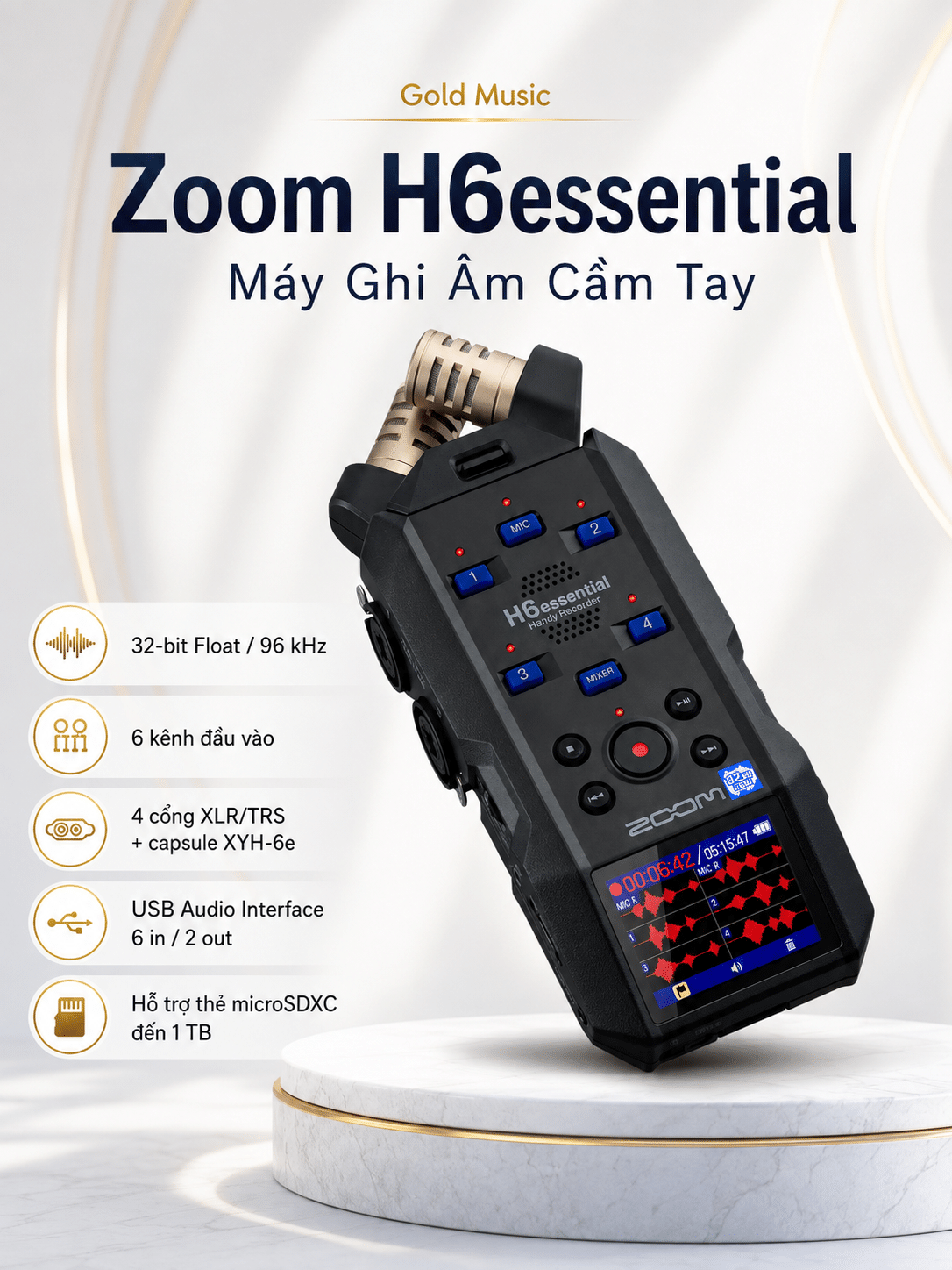 Zoom H6e Máy Ghi Âm Cầm Tay zoom h6e may ghi am cam tay