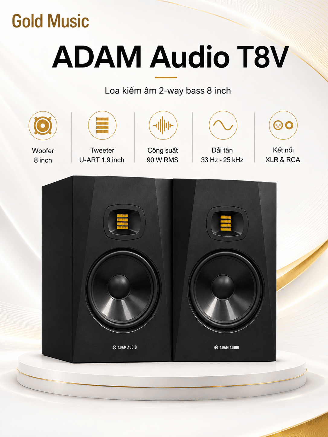 ADAM T8V LOA KIỂM ÂM 2 WAY BASS 8 INCH adam t8v loa kiem 2 way bass