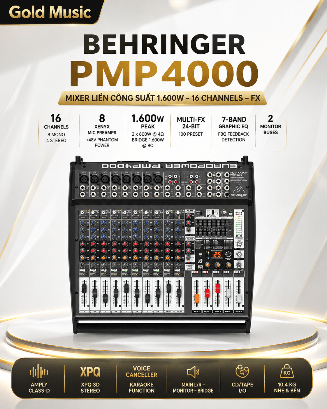 Behringer PMP4000 Mixer Liền Công Suất 1.600w 16 channels FX behringer pmp4000 mixer 1 600w 16 channels