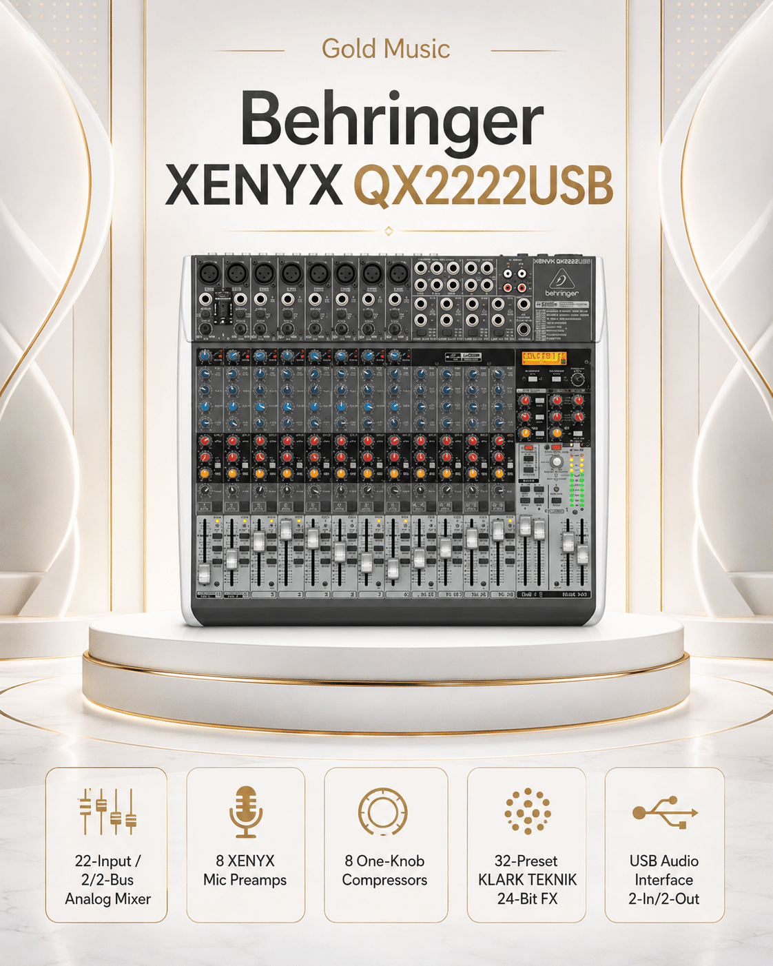 Behringer QX2222USB Mixer Analog 22 input 2/2 behringer qx2222usb mixer analog 22 input 2 2