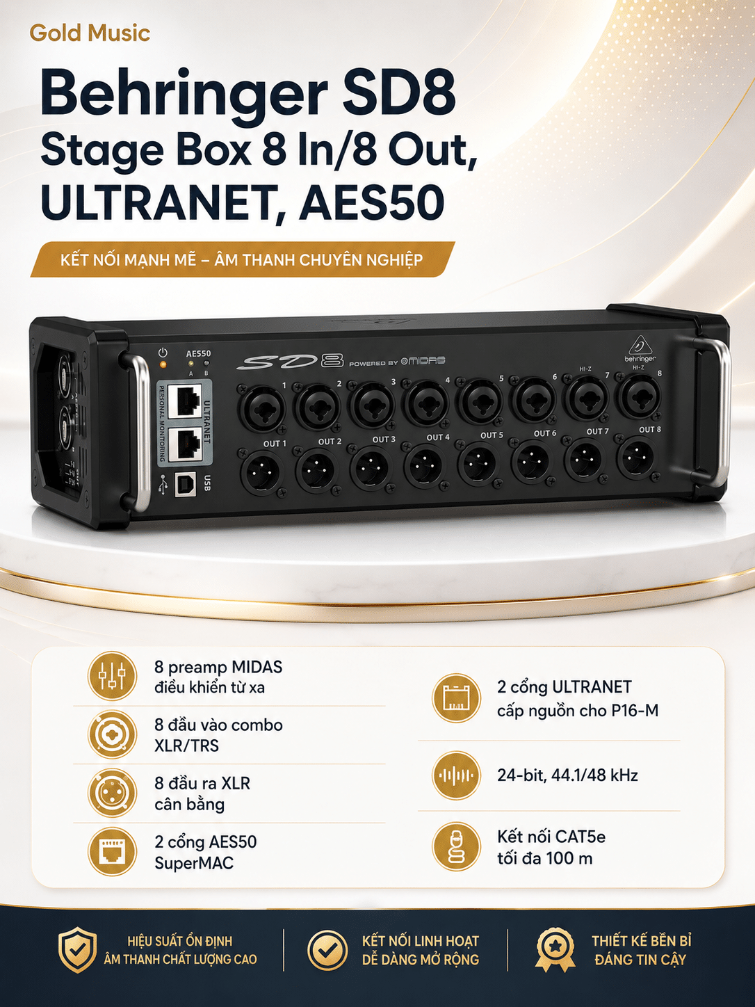 Behringer SD8 Stage Box 8 Output, Ultranet, Aes 50 behringer sd8 stage box 8 output ultranet