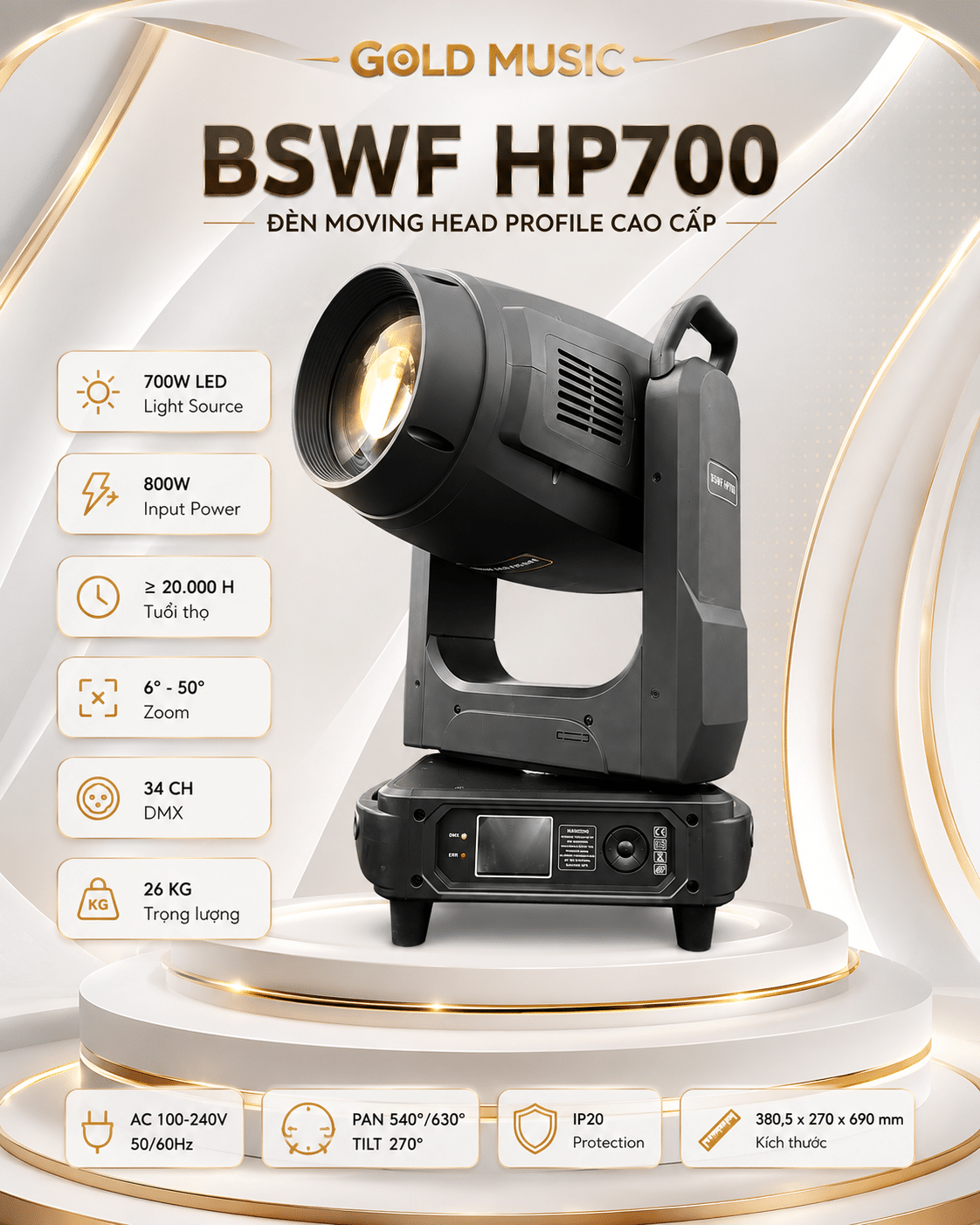 BSWF HP700 Đèn Lamp moving light 600W Mitek & bswf hp700 den lamp moving light 600w