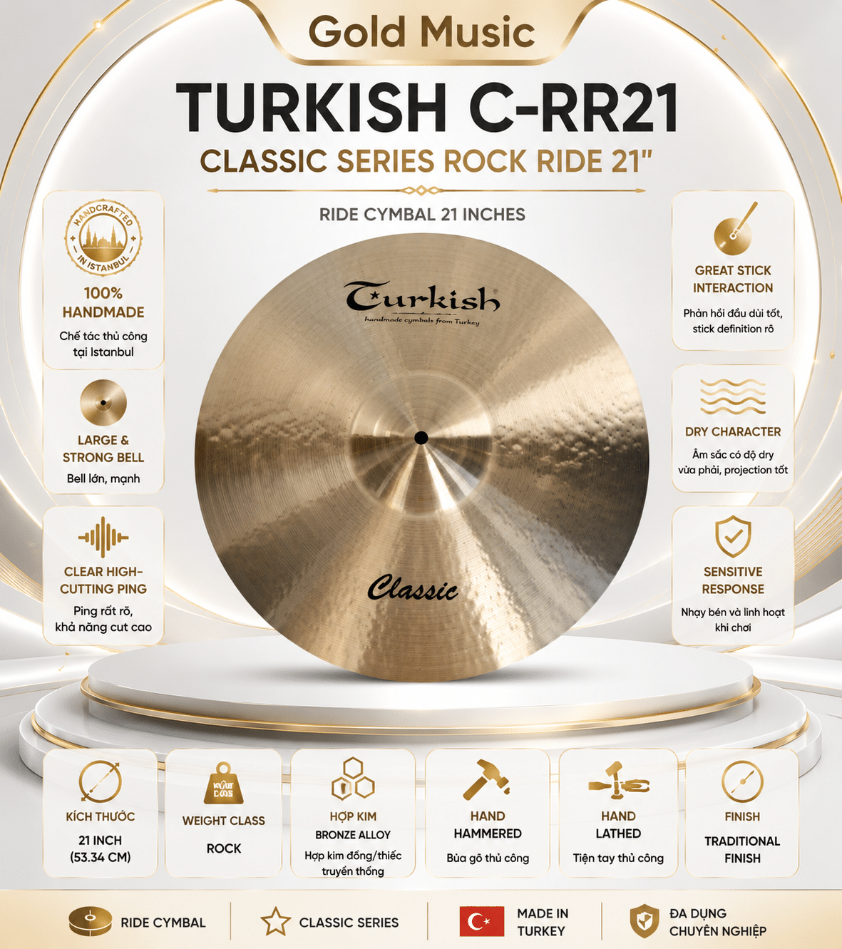 C-RR21 Turkish Cymbals 21" Classic Series Classic Ride Rock c rr21 turkish cymbals 21 classic series classic ride rock 1