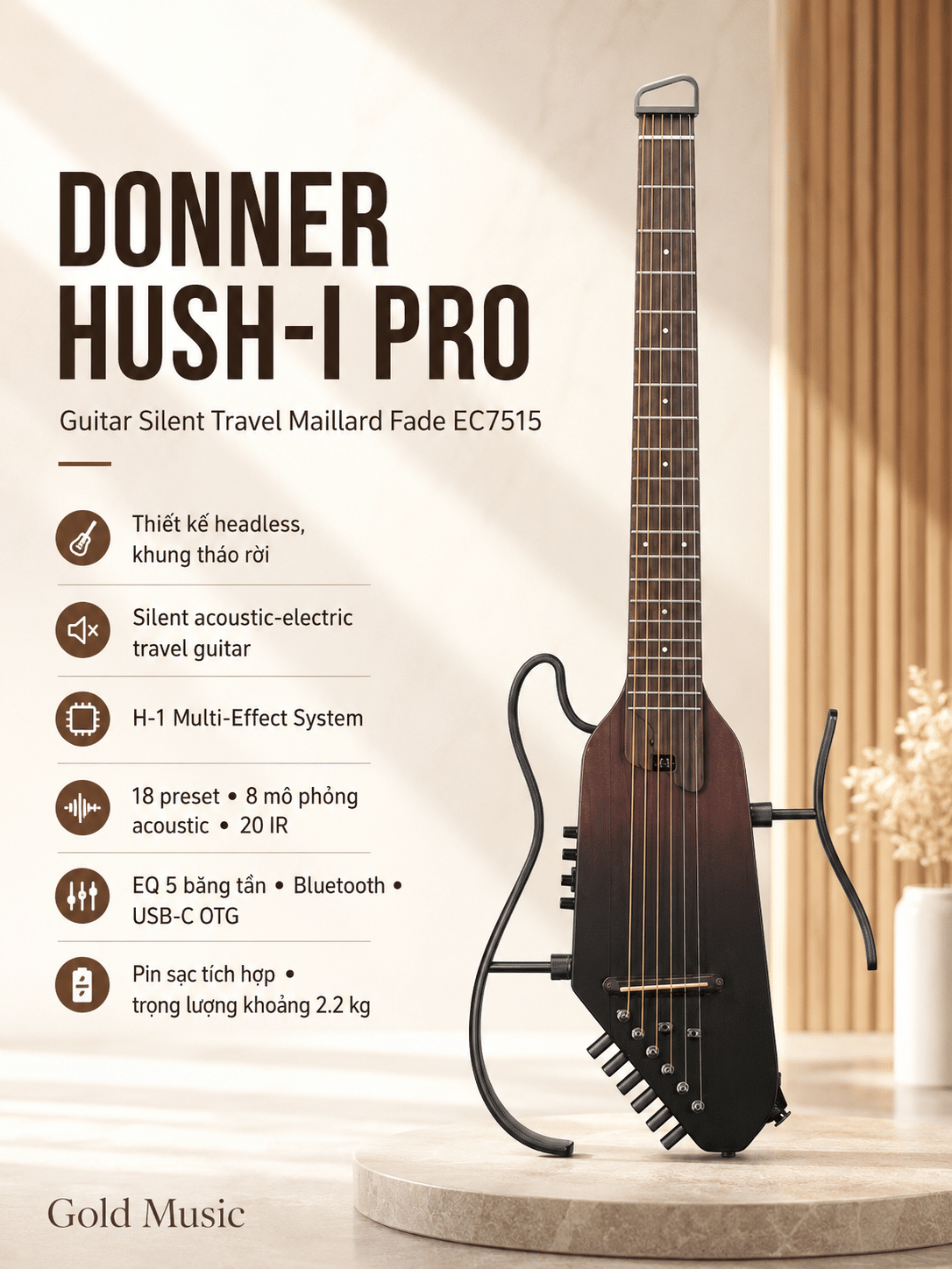 DONNER HUSH-I PRO GUITAR MAILLARD FADE EC7515 donner hush i pro guitar maillard ec7515