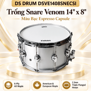 ds drum dsve1408snecsi trong snare drum venom 14x8 ds drum mau bac espresso capsule
