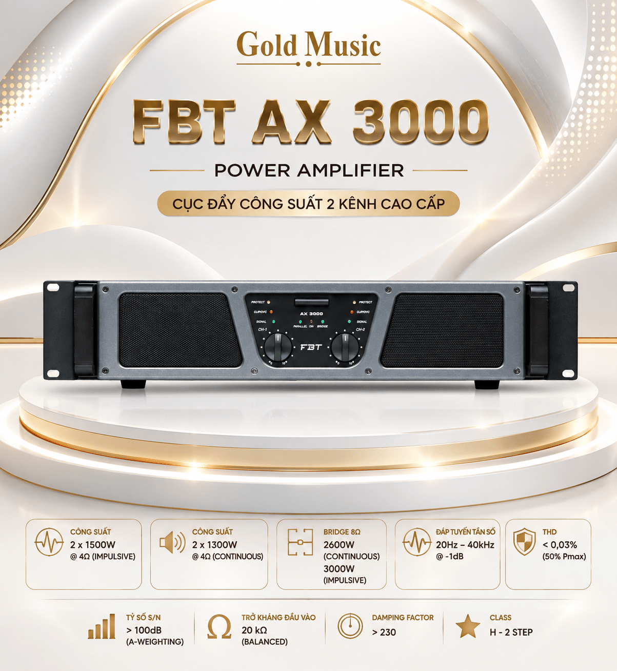 FBT AX 3000 Amply Công Suất 2 kênh x 1500w / 4 Ohm fbt ax 3000 ampli 2 kenh x