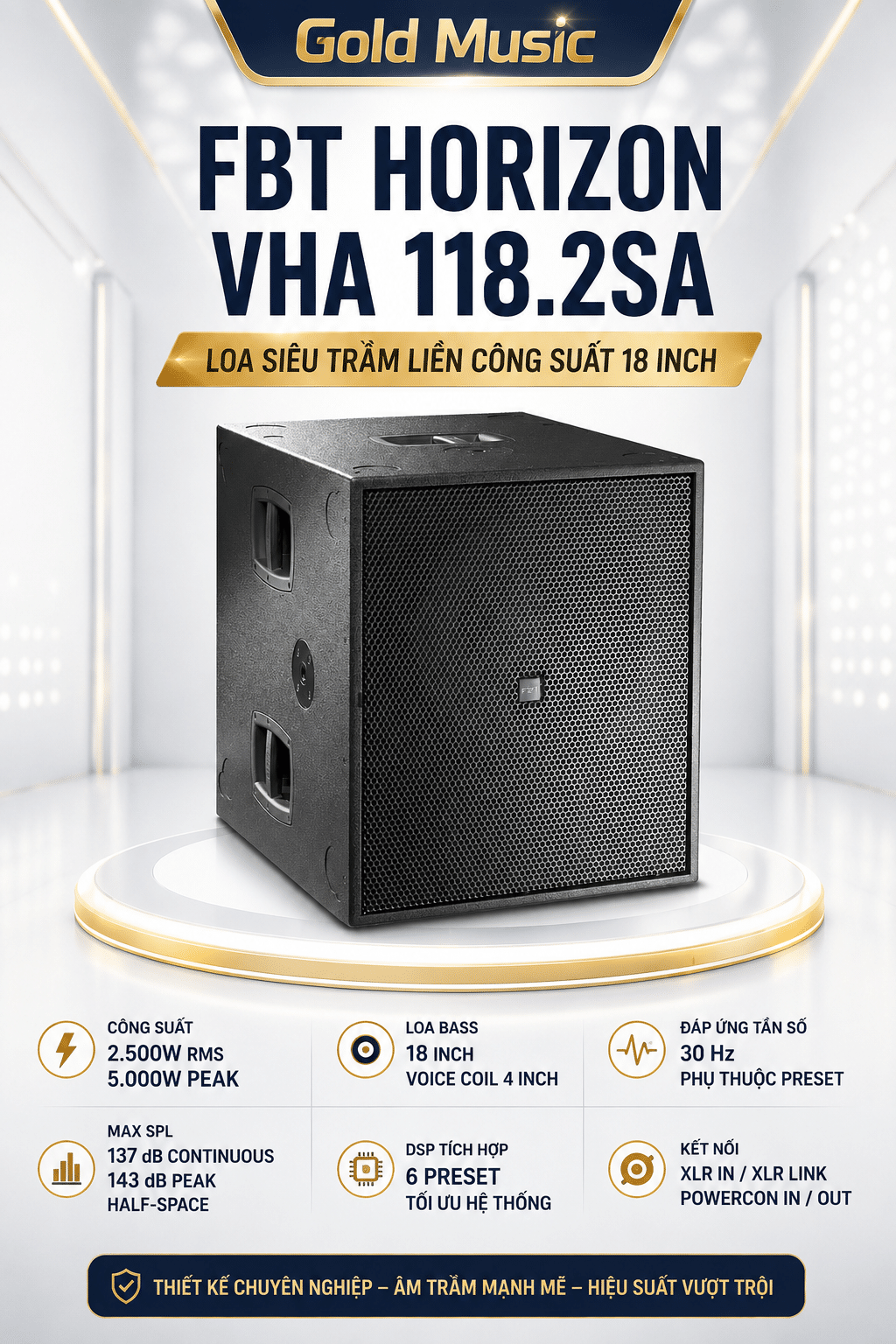 FBT HORIZON VHA 118.2SA Loa Siêu Trầm Liền Công Suất 5000W 18inch fbt horizon vha 118 2sa loa sieu