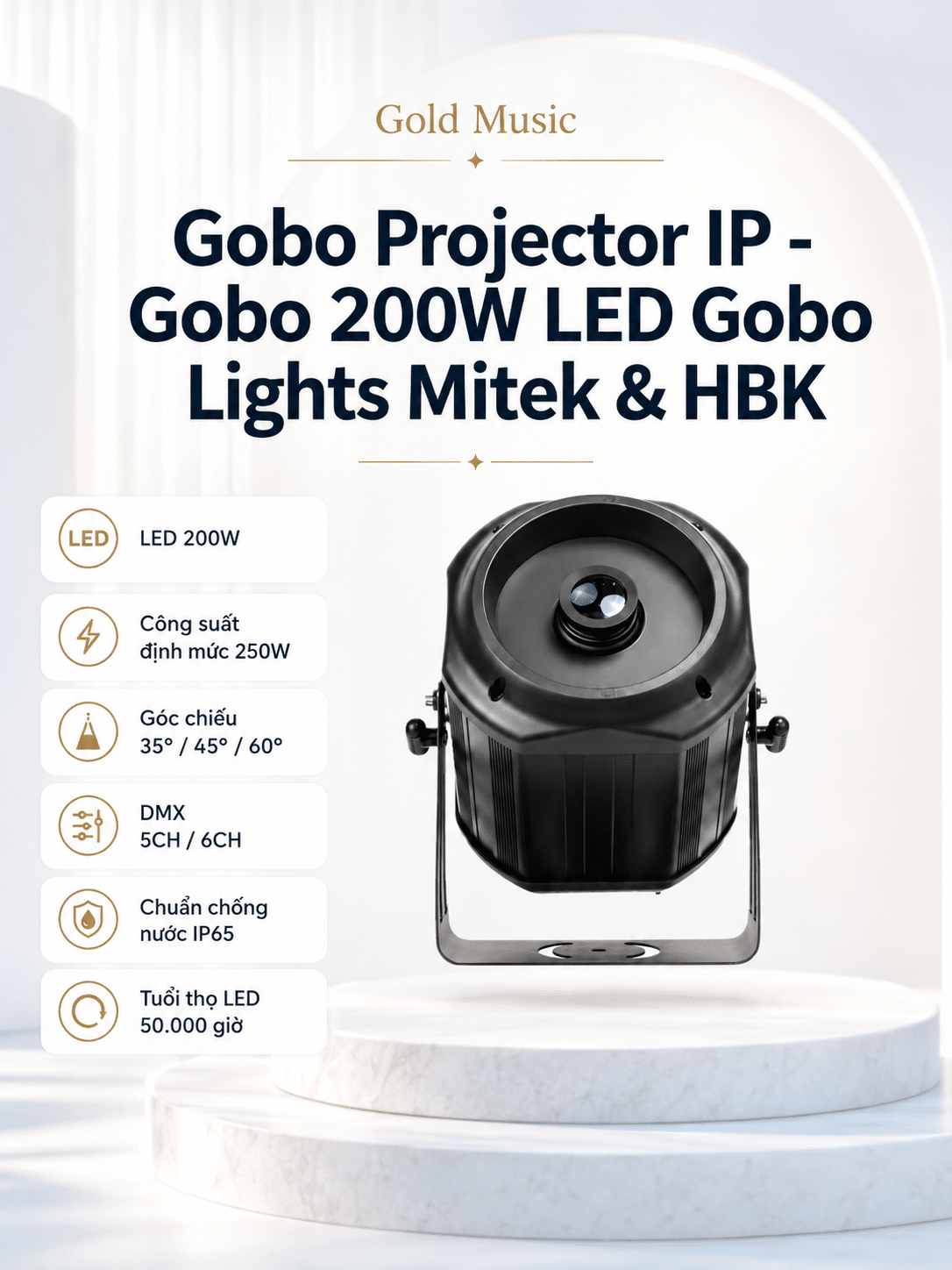 Gobo Projector IP - Gobo 200W LED Gobo Lights Mitek & HBK gobo projector ip gobo 200w led gobo