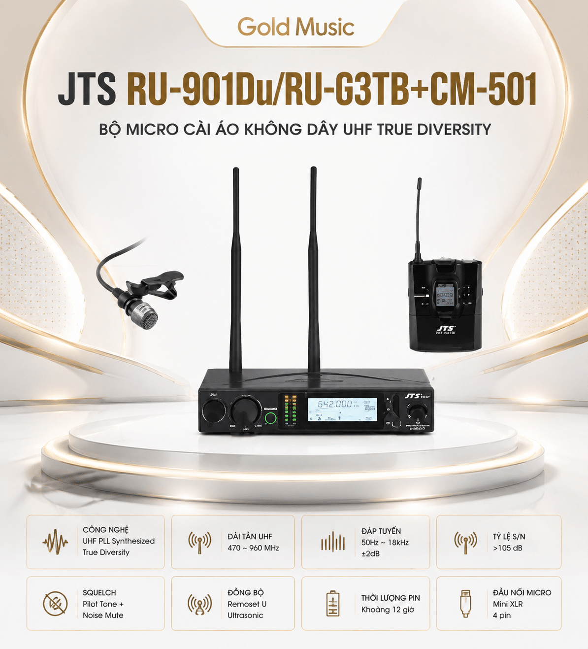 JTS RU-901Du/RU-G3TB+CM-501 Bộ micro cài áo jts ru 901du ru g3tb plus micro