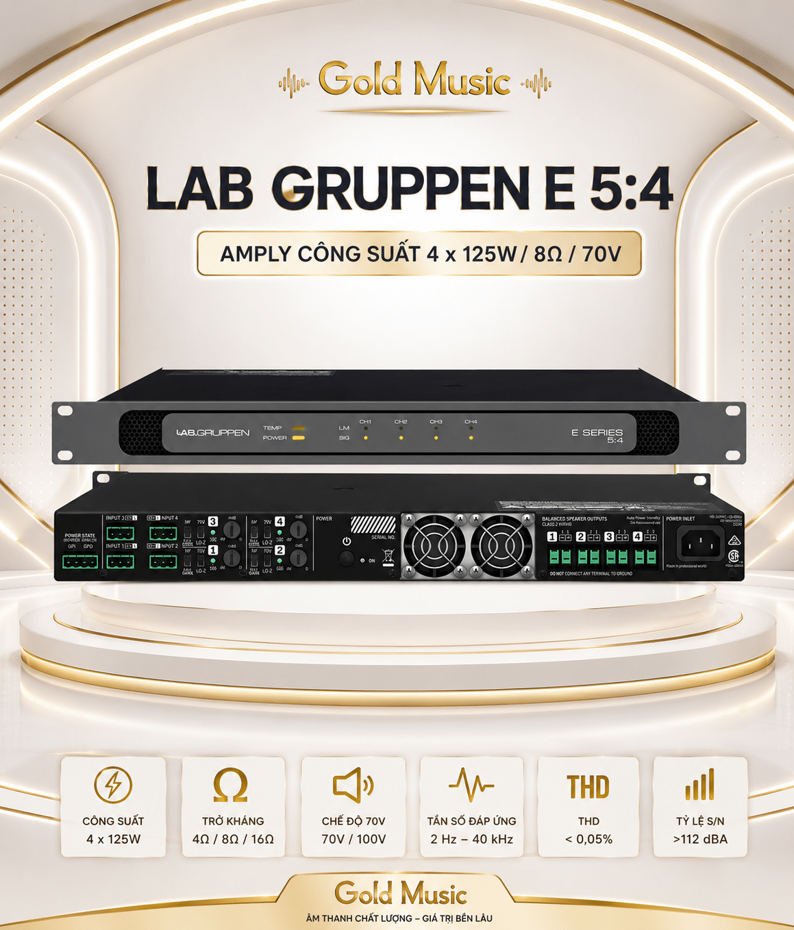 Labgruppen E 5:4 Amply Công Suất 4 x 125w / 8 Ohm 70V labgruppen e 5 4 ampli 4 x