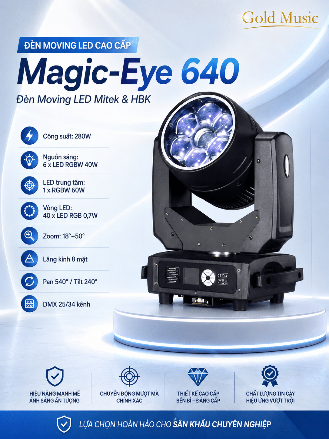 Magic-Eye 640 Đèn Moving Led Mitek & HBK magic eye 640 den moving led mitek