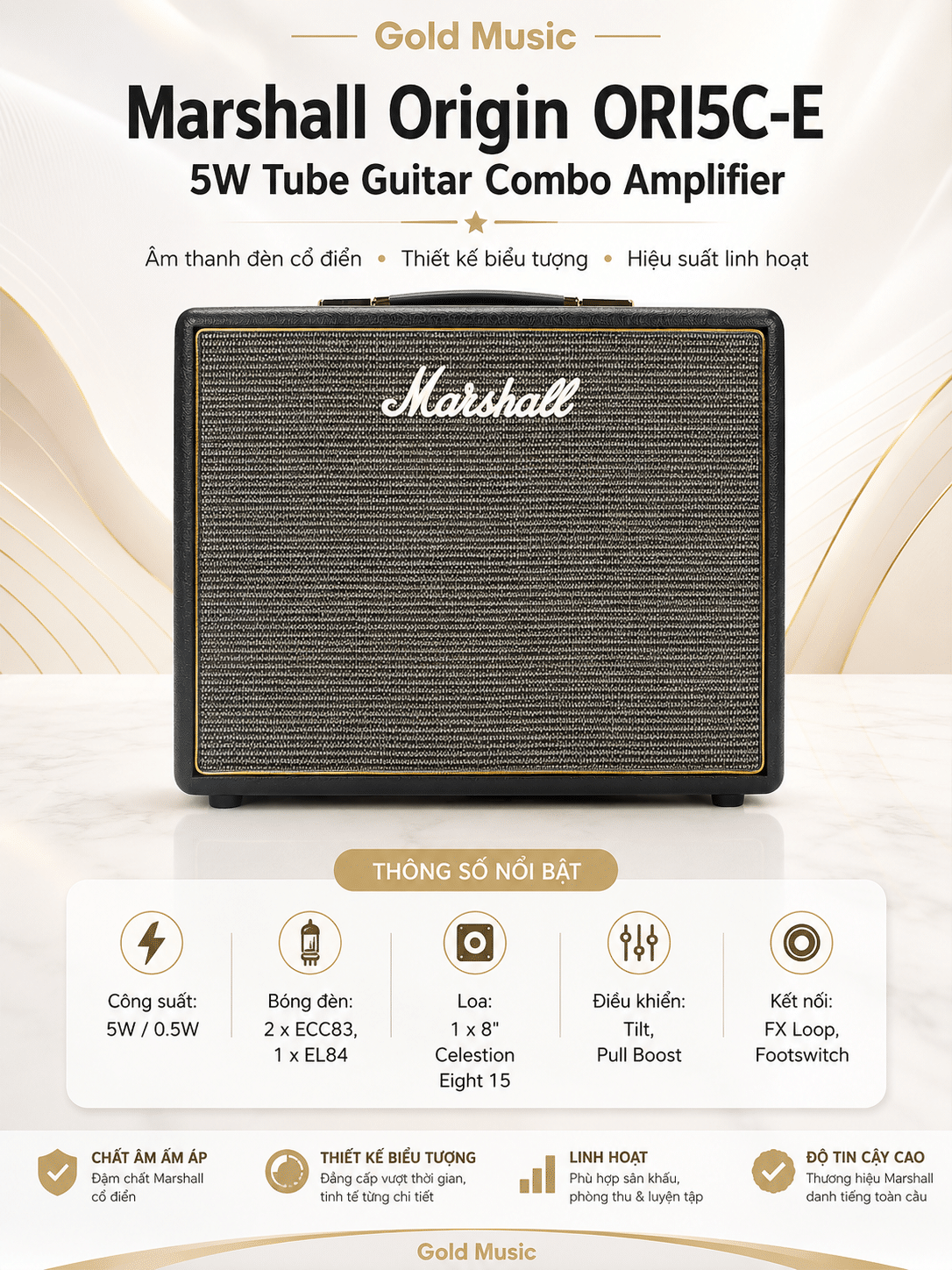 Marshall Origin ORI5C-E 5W Tube Guitar Combo Amplifier marshall origin ori5c e 5w tube guitar