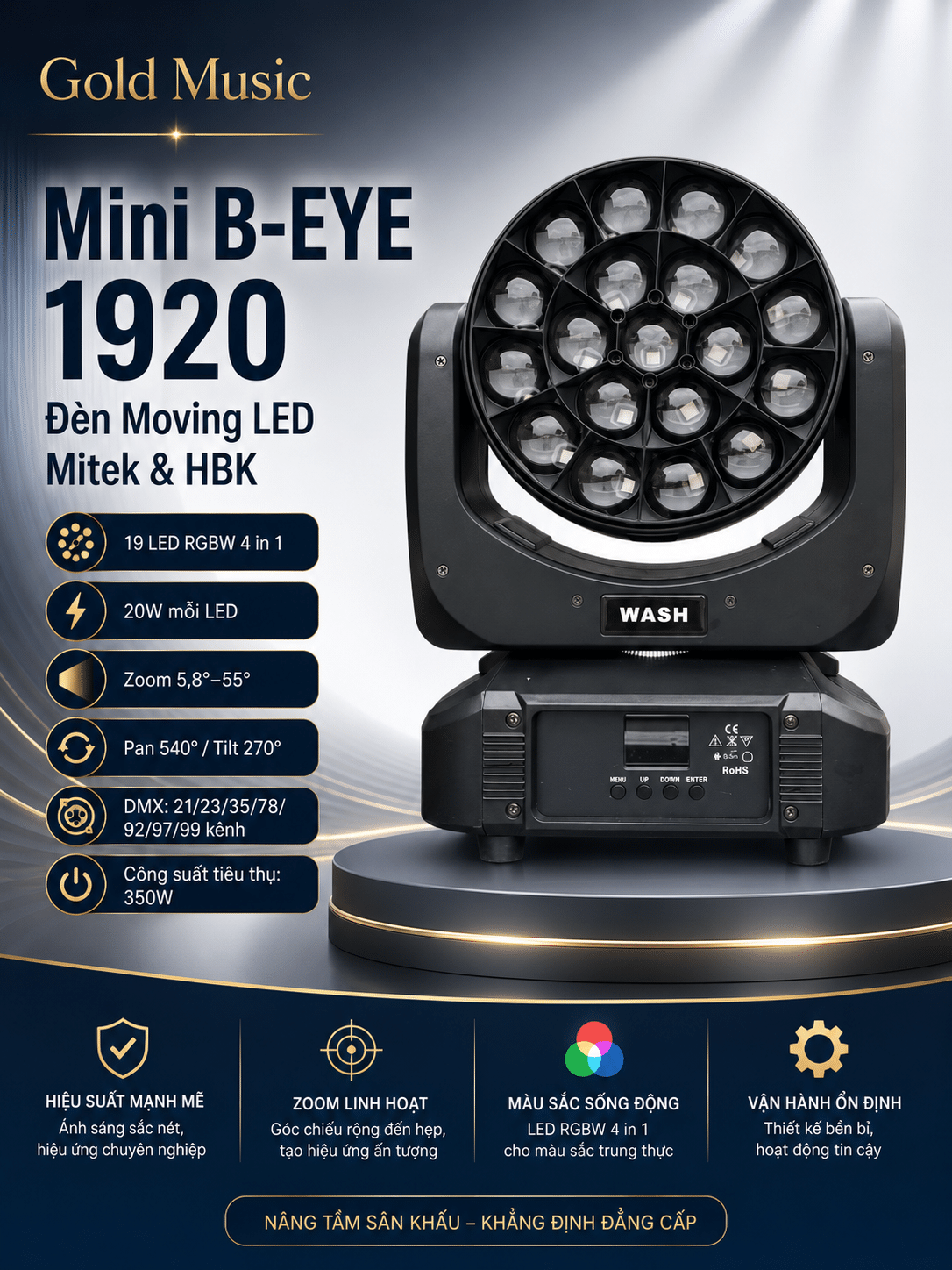 Mini B-EYE 1920 Đèn Moving Led Mitek & HBK mini b eye 1920 den moving led
