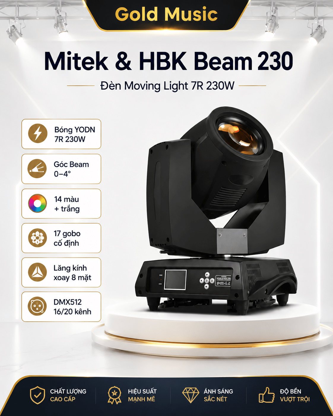 Mitek & HBK Beam 230 – Đèn Moving Light 7R 230W mitek and hbk beam 230 den moving