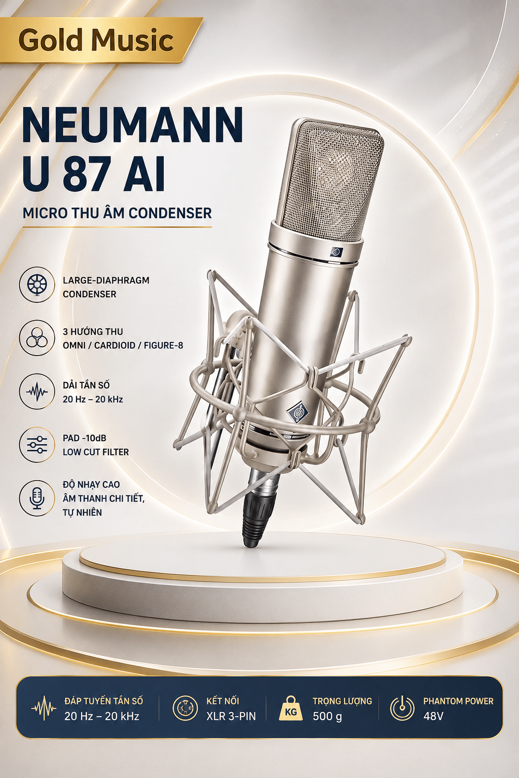 Neumann U 87 AI Micro Thu Âm Condenser neumann u 87 ai micro thu condenser