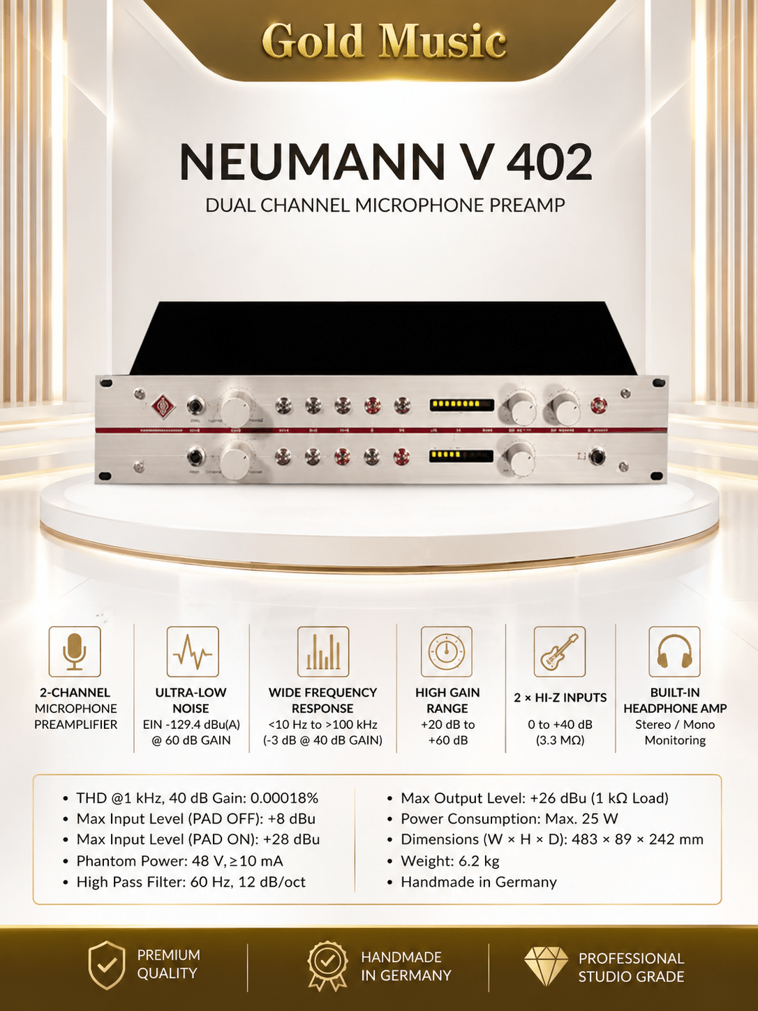 Neumann V 402 Dual channel microphone preamp neumann v 402 dual channel microphone preamp