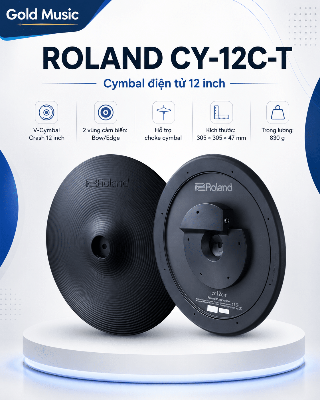 ROLAND CY-12C-T Cymbal điện tử 12 inch roland cy 12c t cymbal dien tu 12 inch