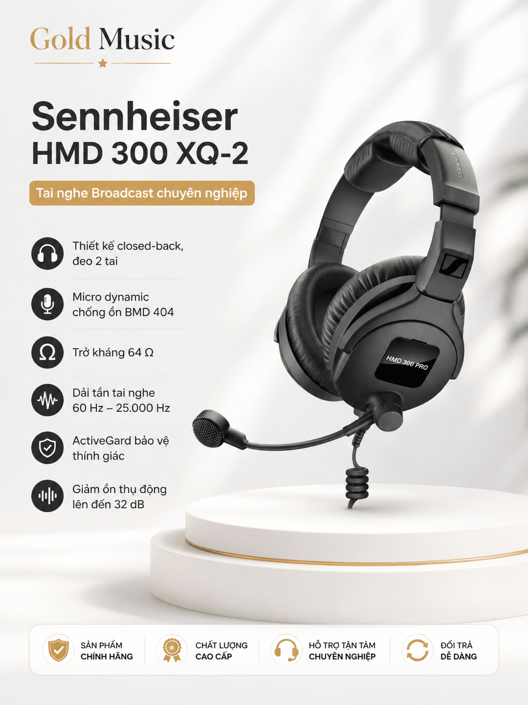 Sennheiser HMD 300 XQ-2 Tai nghe Broadcast sennheiser hmd 300 xq 2 tai nghe
