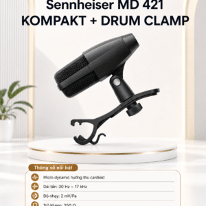 Sennheiser MD 421 KOMPAKT + DRUM CLAMP Bộ microphone thu nhạc cụ sennheiser md 421 kompakt plus drum clamp