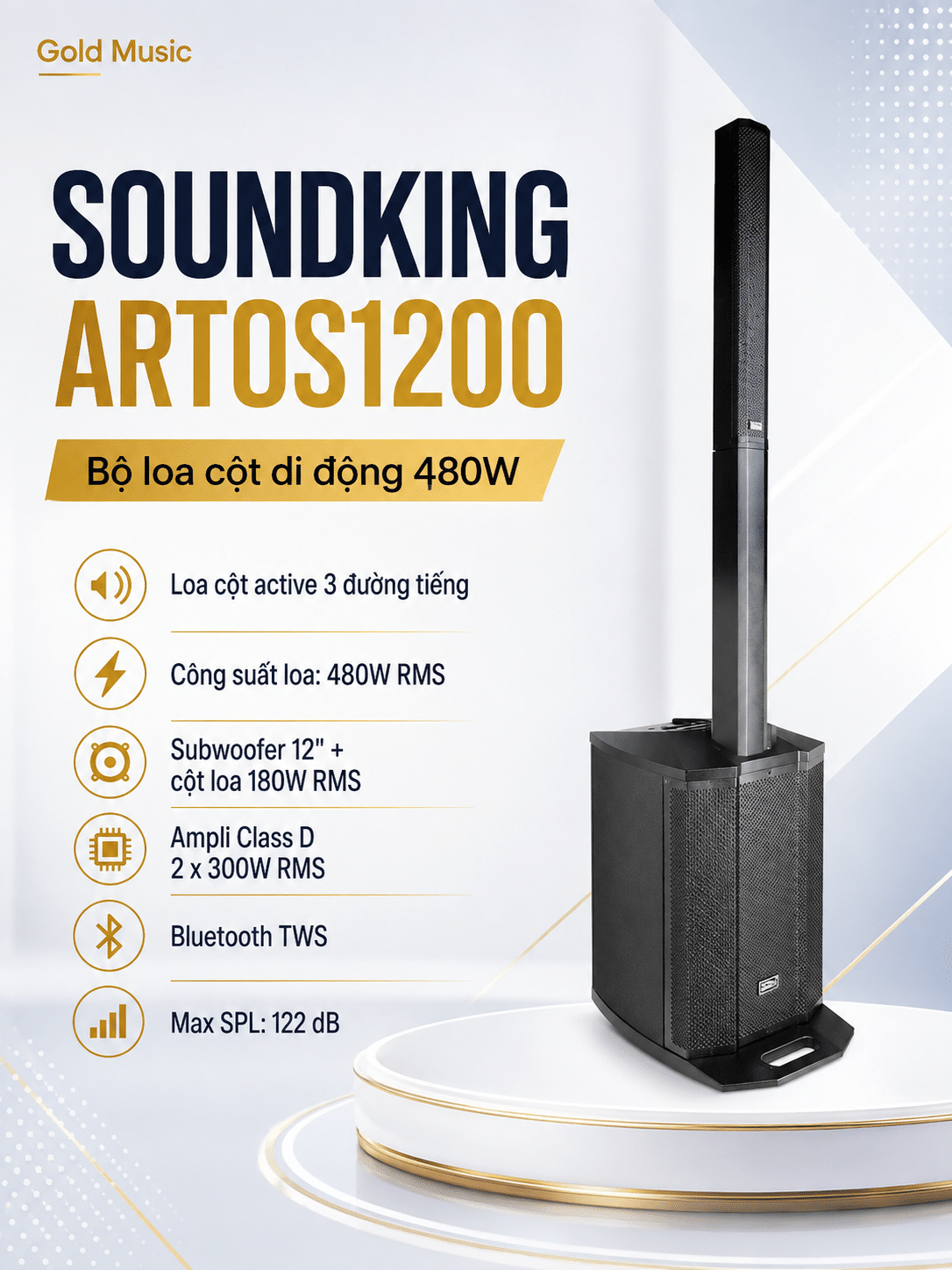 SOUNDKING ARTOS1200 Bộ loa cột di động 480W soundking artos1200 bo loa cot di 480w