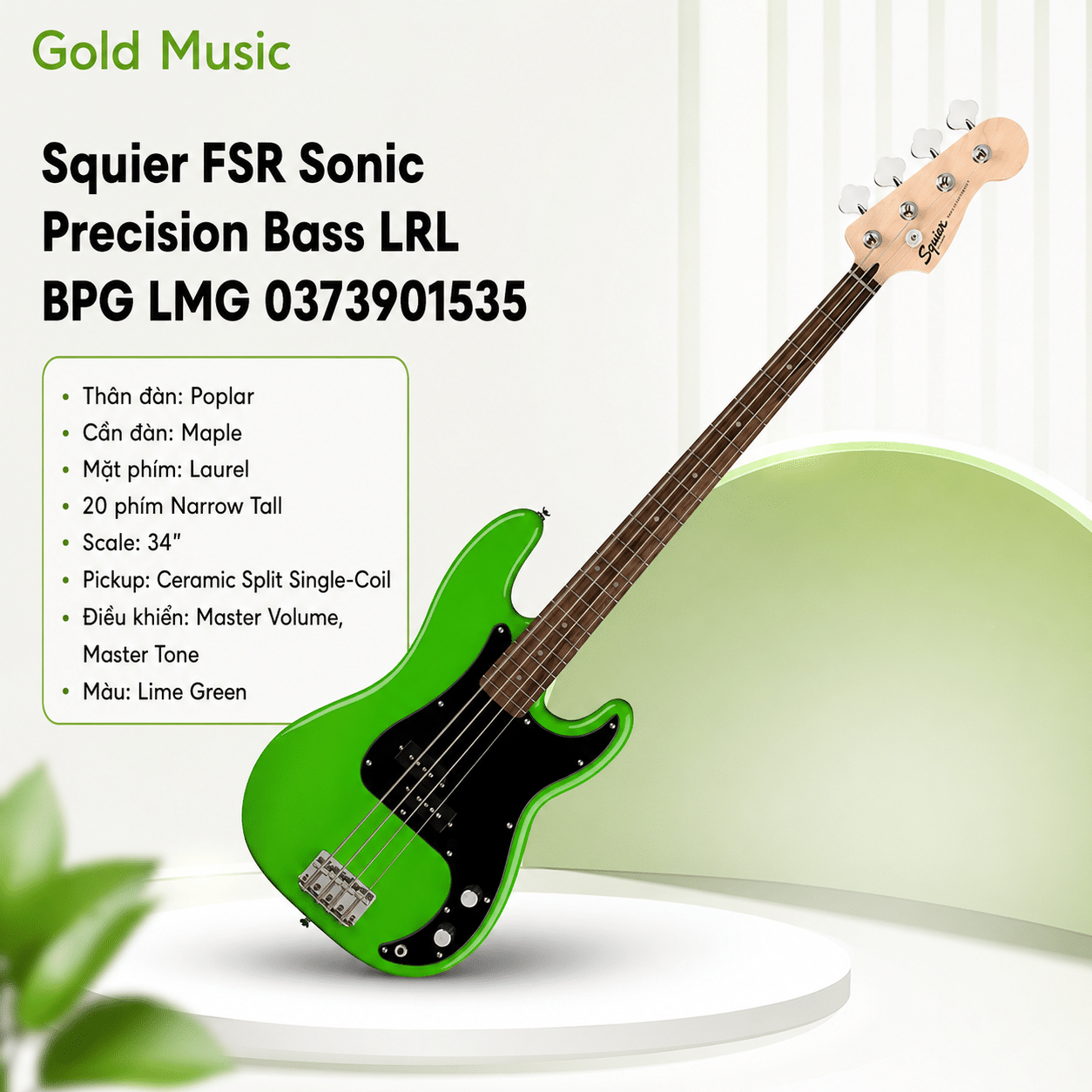 Squier ĐÀN BASS FSR SONIC P BASS LRL BPG LMG 0373901535 squier dan bass fsr sonic p lrl bpg lmg