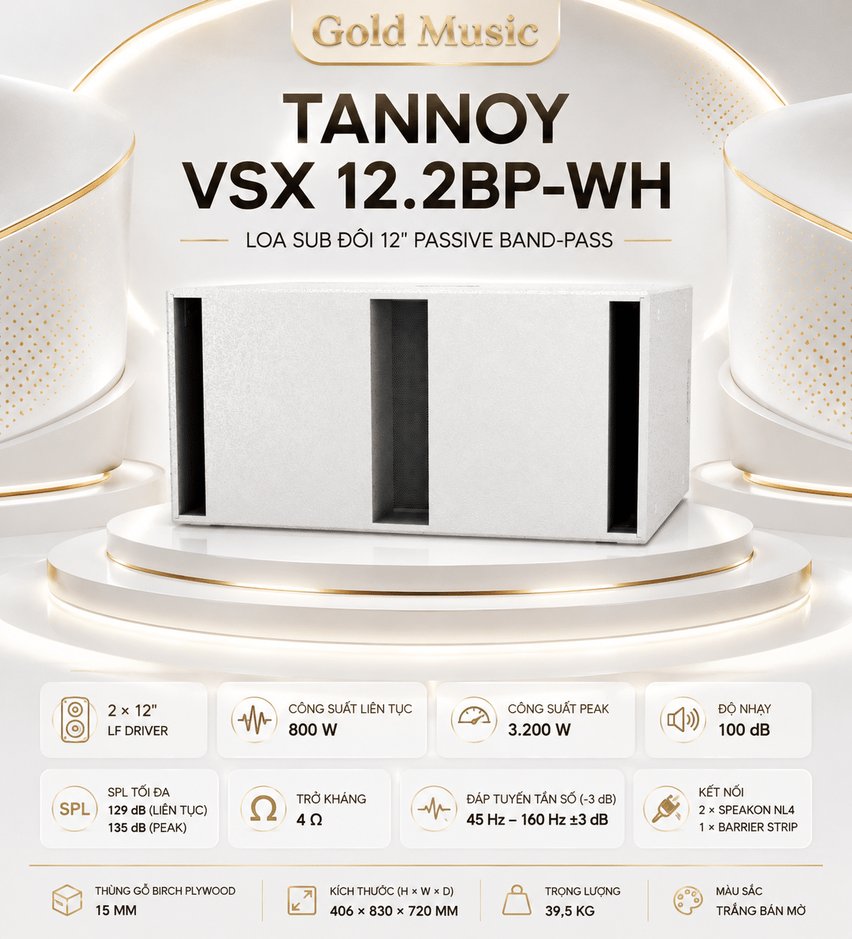 Tannoy VSX 12.2BP-WH Loa Sub Đôi 12" tannoy vsx 12 2bp wh loa sub