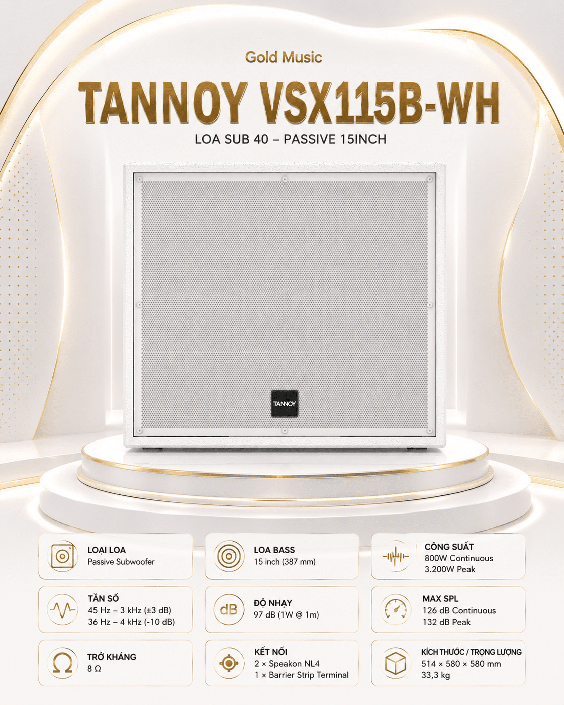 Tannoy VSX115B-WH Loa Sub 40 tannoy vsx115b wh loa sub 40