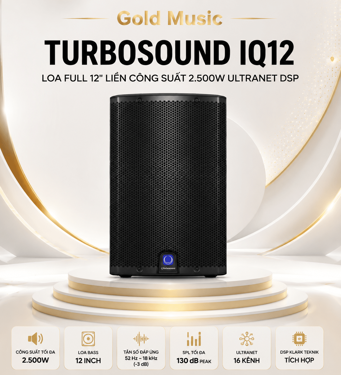 Turbosound iQ12 Loa Full 12" Liền Công Suất 2.500w Ultranet DSP turbosound iq12 loa full 12 2 500w