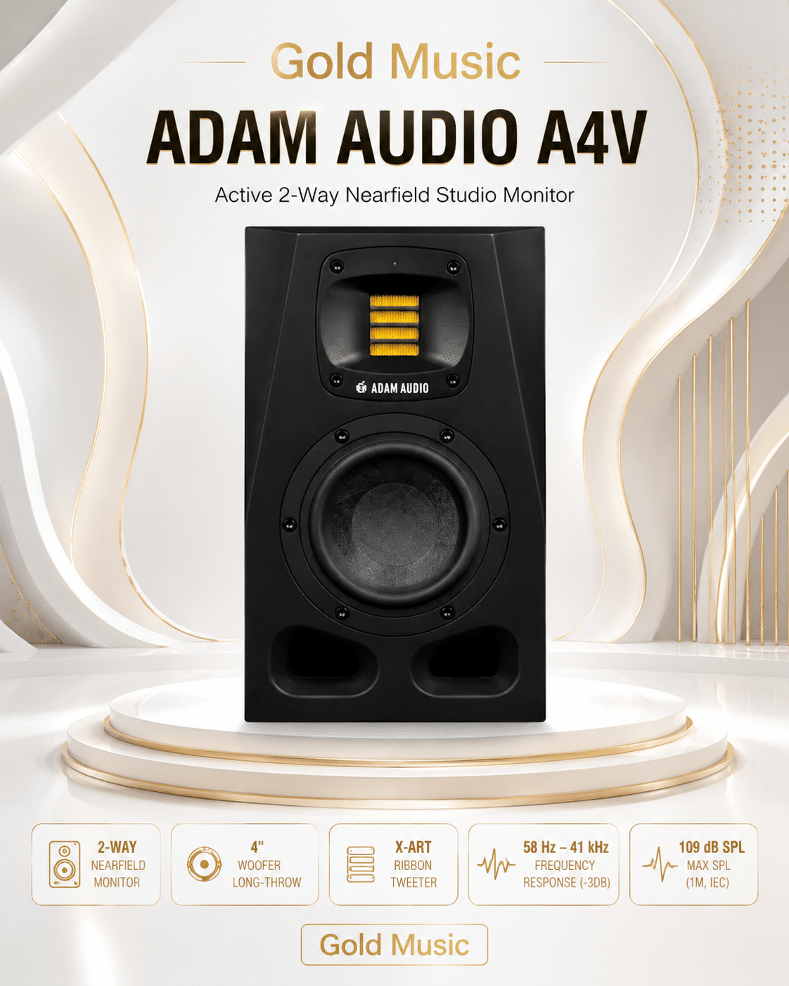 Adam A4V loa kiểm âm 2 way bass 4 inch chuyên nghiệp adam a4v loa kiem 2 way bass