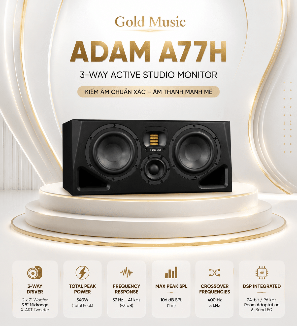Adam A77H loa kiểm âm 3 way bass 7 inch mạnh mẽ adam a77h loa kiem 3 way bass