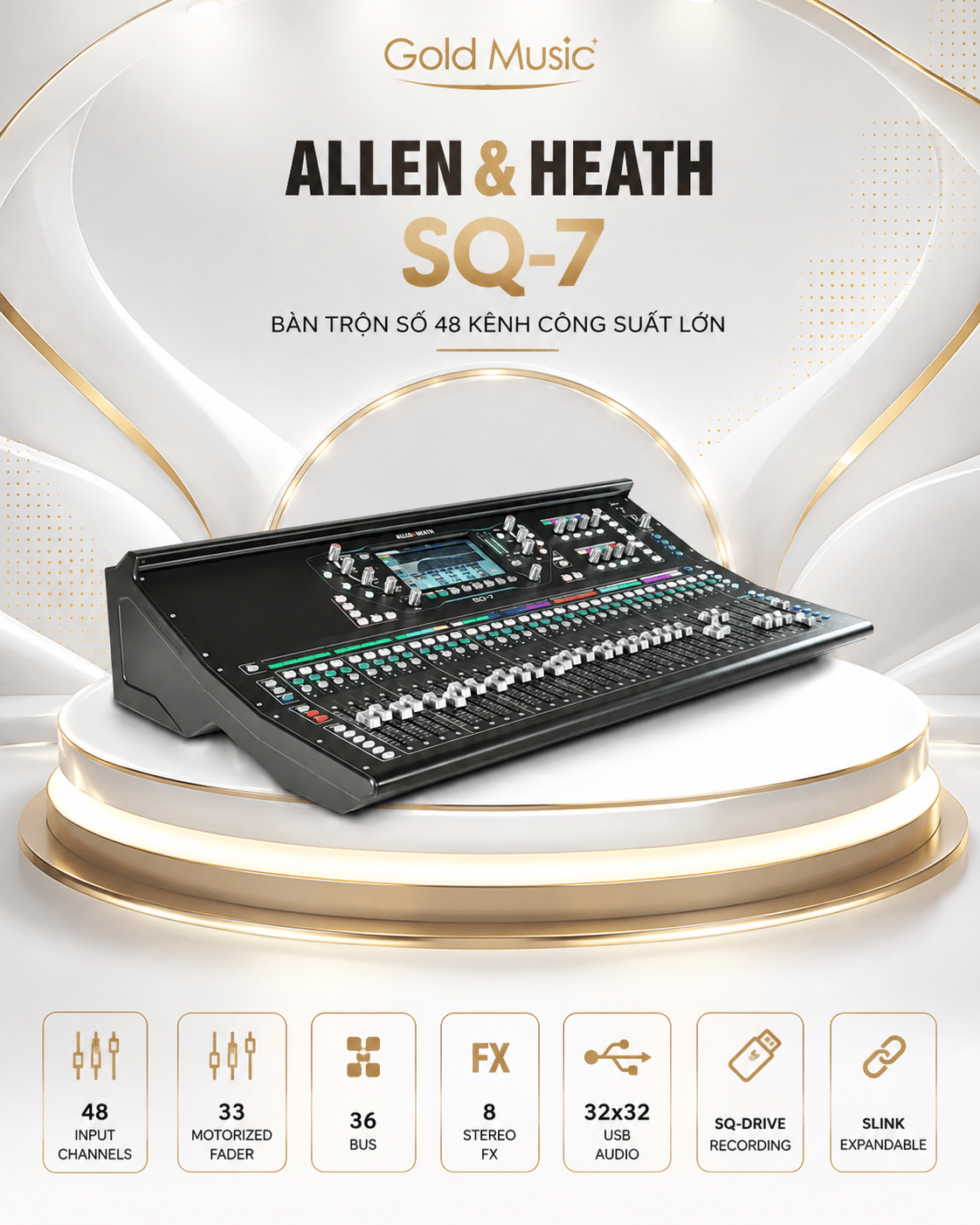 Allen & Heath SQ7 bàn trộn số 48 kênh công suất lớn allen heath sq7 ban tron so 48