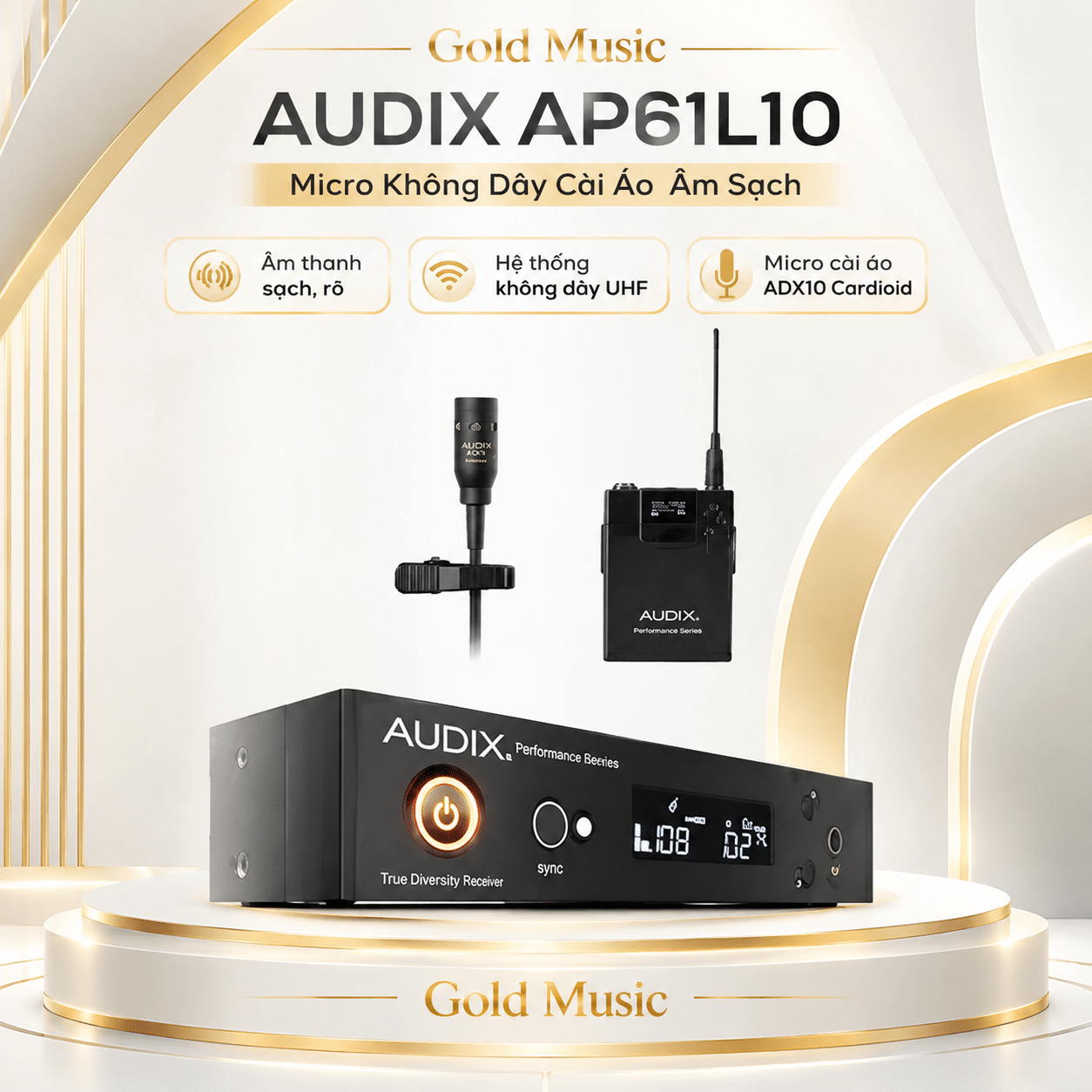 Audix AP61L10 micro không dây cài áo âm sạch audix ap61l10 micro khong day cai ao