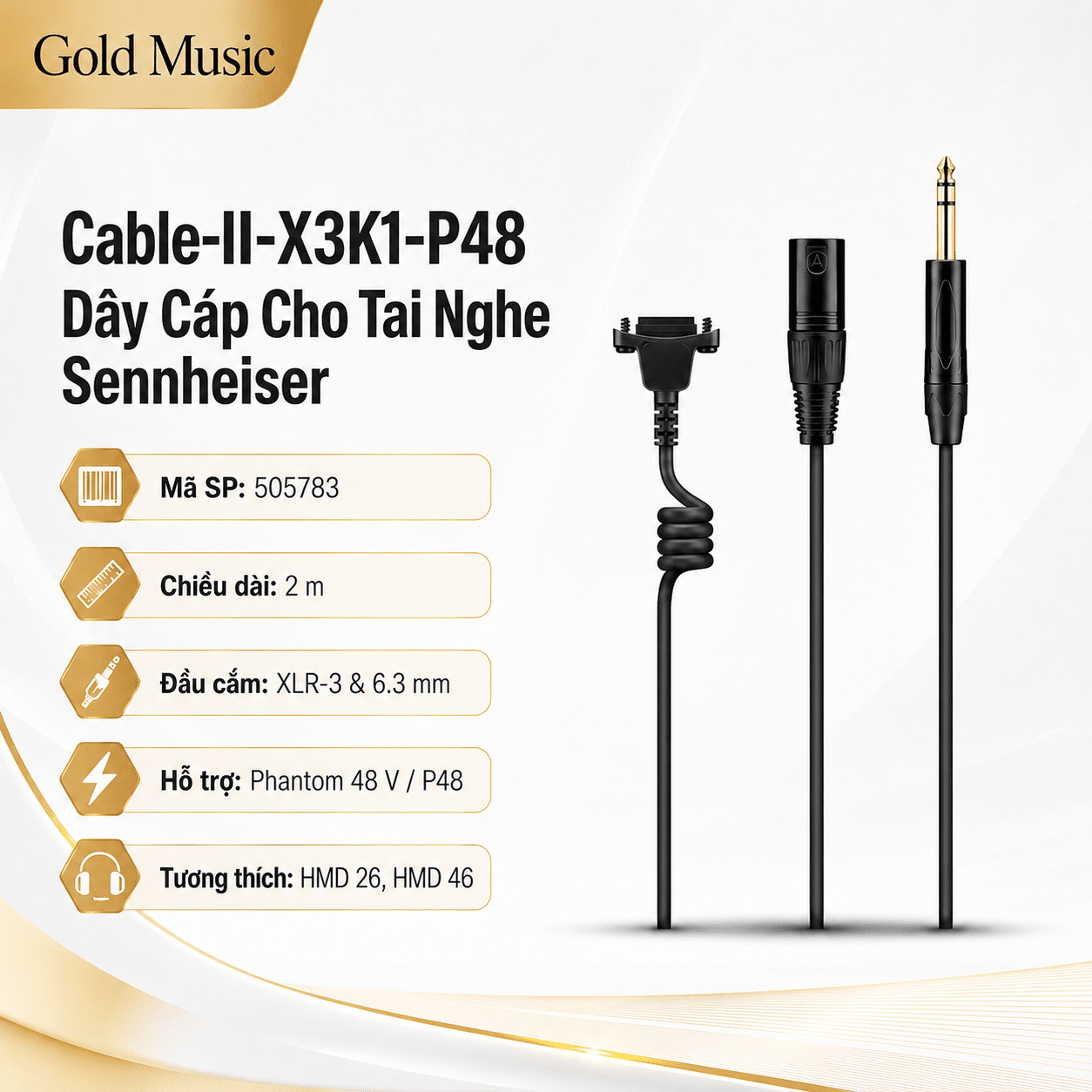 Cable-II-X3K1-P48 Dây cáp cho tai nghe Sennheiser cable ii x3k1 p48 day cap tai nghe sennheiser