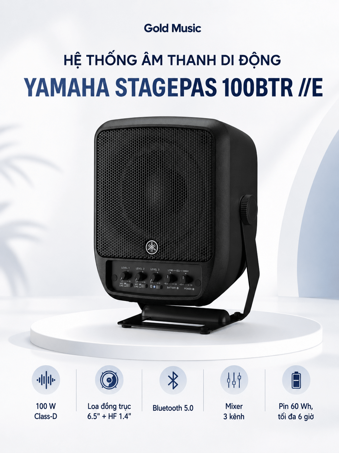 Hệ thống âm thanh di động Yamaha STAGEPAS 100BTR //E he thong di yamaha stagepas 100btr e